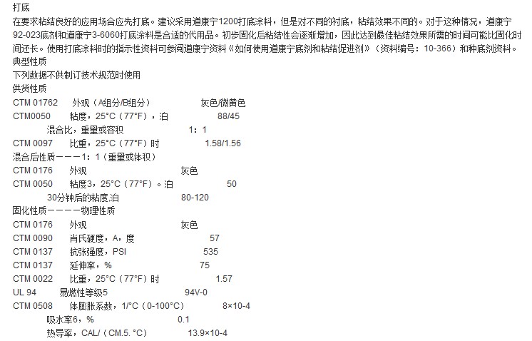 道康凝灌注封装胶和凝胶DC160