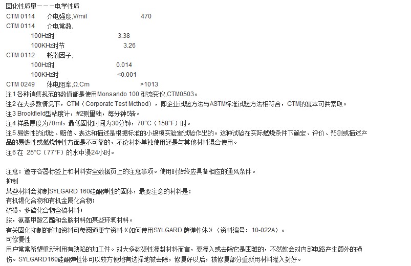 道康凝灌注封装胶和凝胶DC160